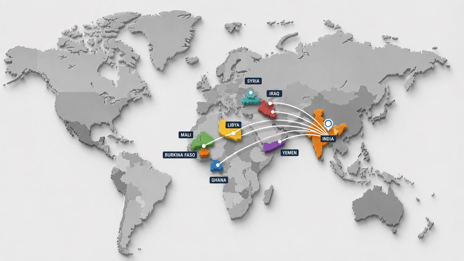 World map showing export reach